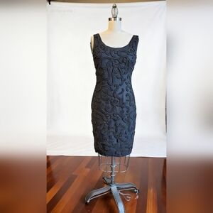 Vintage Carmen Marc Valvo Black Linen And Beaded Dress